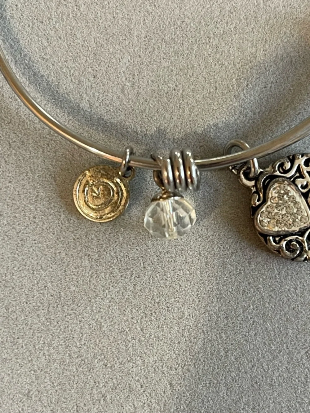 Turquoise Beaded Silver-Tone Charm Bangle Set - Daughter/Friendship